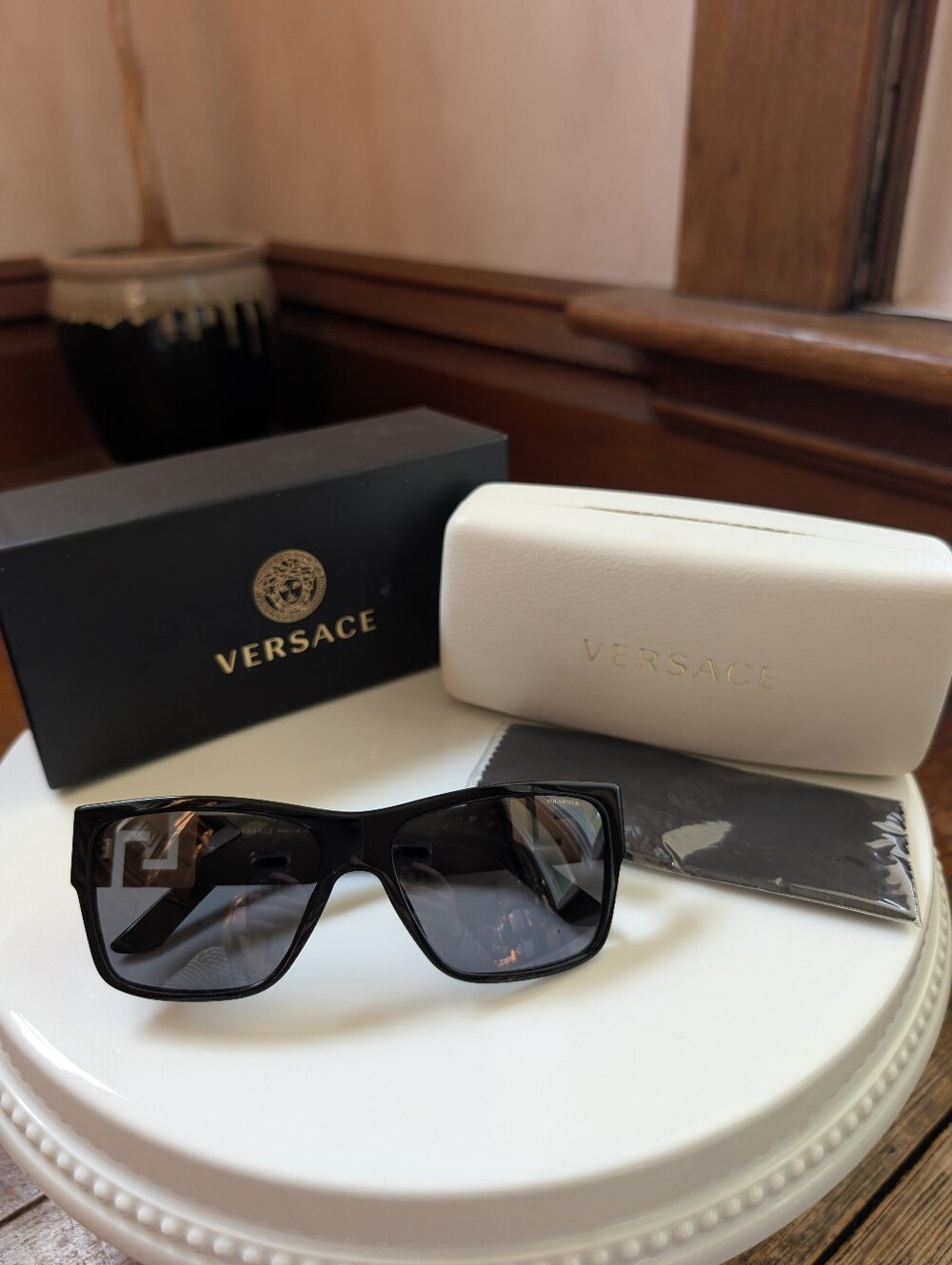 Versace Black And Gold Sunglasses